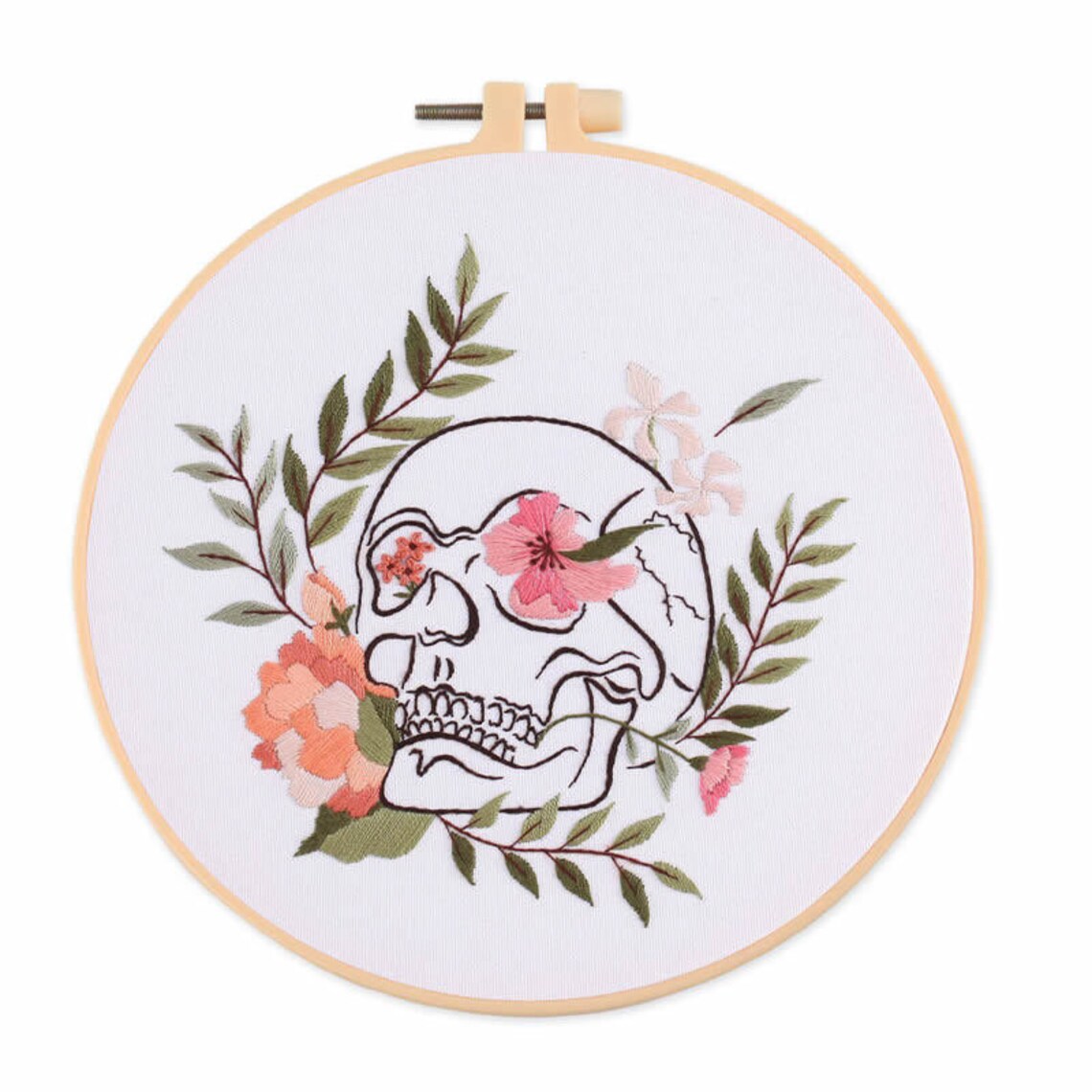 Modern Crewel Easy Embroidery Kit with Pattern| Embroidery Hoop Plants | Full Embroidery DIY KIT | Skeleton