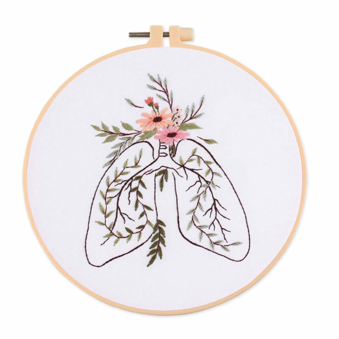 Modern Crewel Easy Embroidery Kit with Pattern| Embroidery Hoop Plants | Full Embroidery DIY KIT | Skeleton