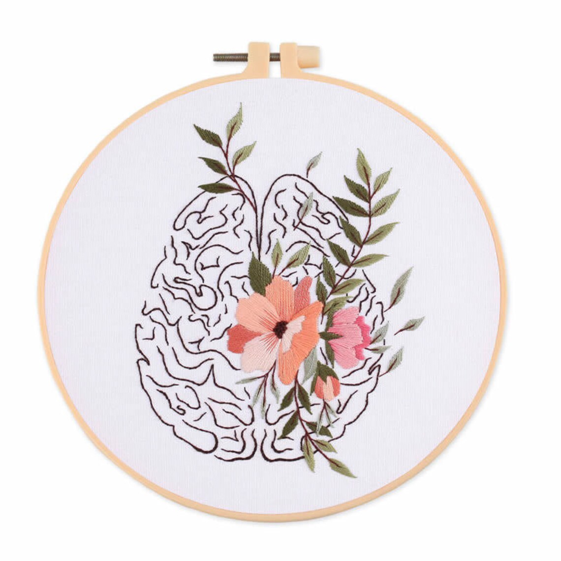 Modern Crewel Easy Embroidery Kit with Pattern| Embroidery Hoop Plants | Full Embroidery DIY KIT | Skeleton