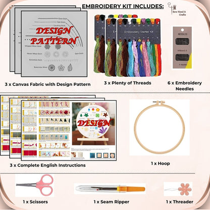 3 Set Beginner Embroidery Kit