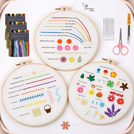 3 Set Beginner Embroidery Kit, Embroidery Starter Kit, Modern Embroidery kit, Learn Embroidery, Hand Embroidery Kit Beginner, Needlepoint