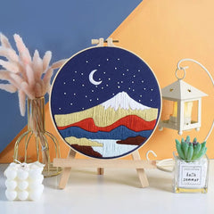 Landscape painting Embroidery Kit for Beginners Modern, Stereoscopic Cross Stitch, Art Kit with Hoop, DIY Starter Craft Kit for Adults