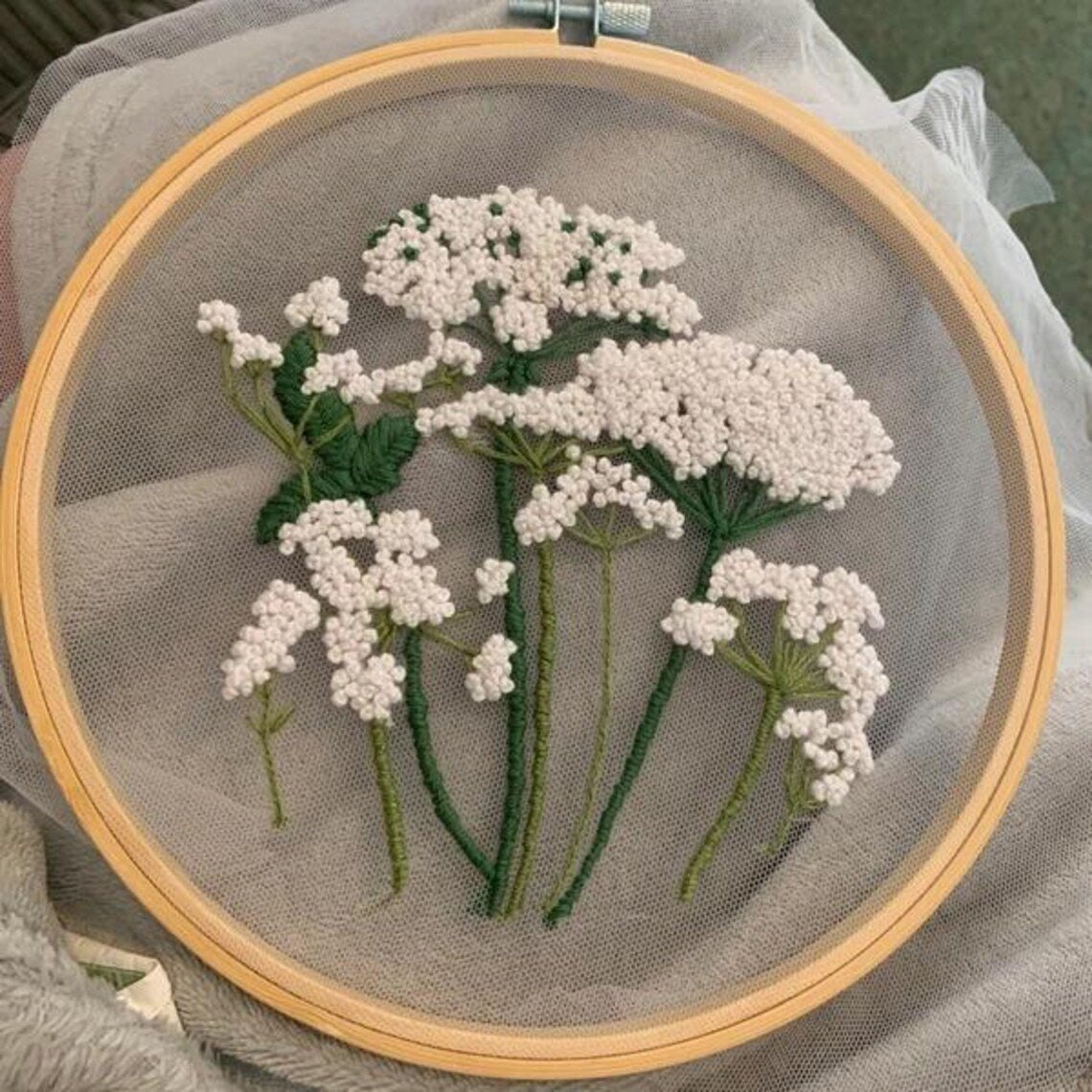 Plants transparent embroidery kit for beginner,Flower diy Kit, Floral Hand Embroidery Full Kit