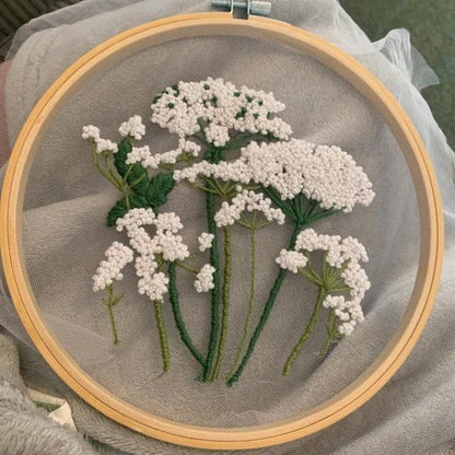 Plants transparent embroidery kit for beginner,Flower diy Kit, Floral Hand Embroidery Full Kit