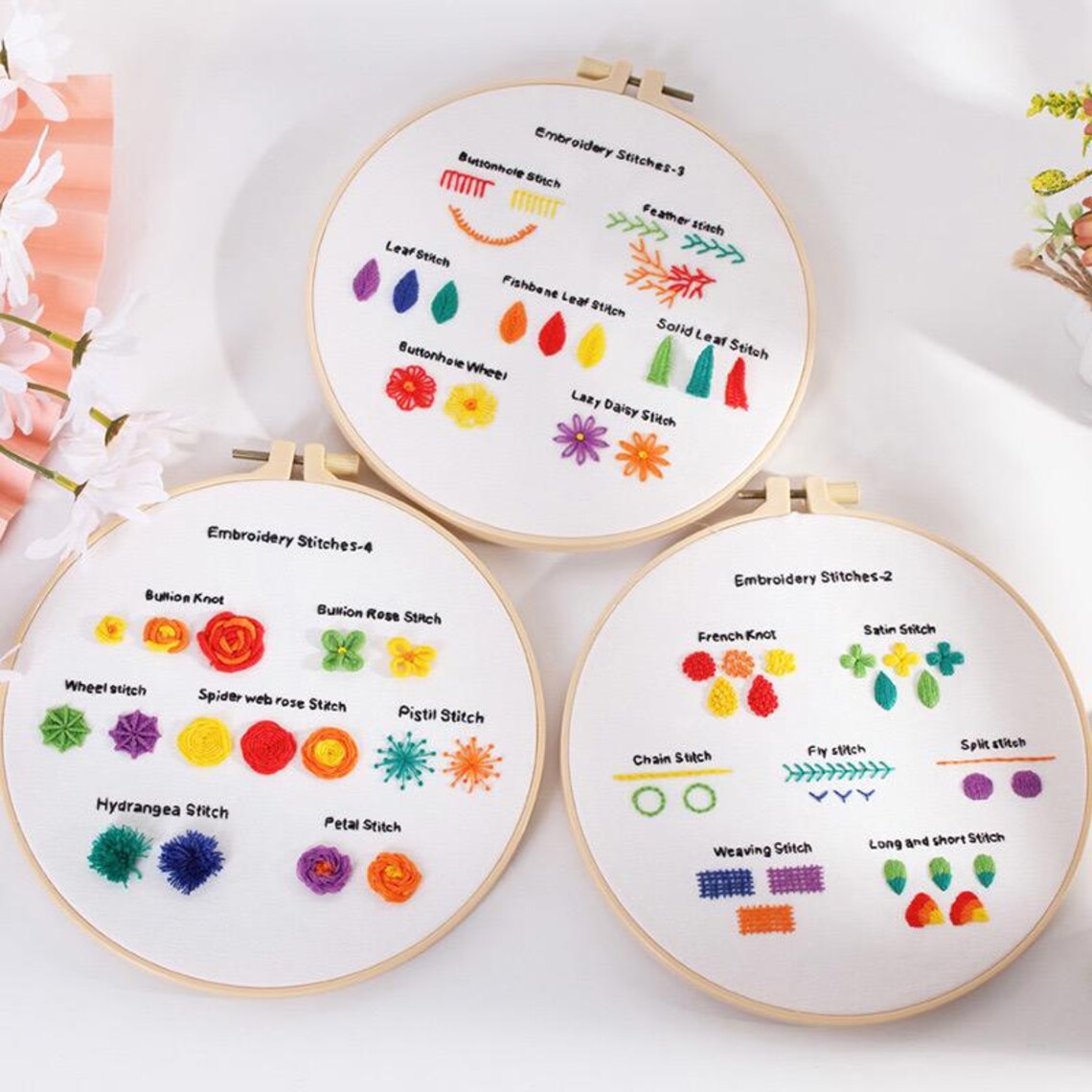 Beginner Embroidery Kit Set of 4, Beginner Embroidery kit, Modern embroidery kit cross stitch, Hand Embroidery Kit, Needlepoint, DIY Craft