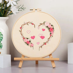 Love Embroidery Kit For Beginner | Modern Crewel Embroidery Kit with Pattern | Floral Embroidery Full Kit with Needlepoint Hoop
