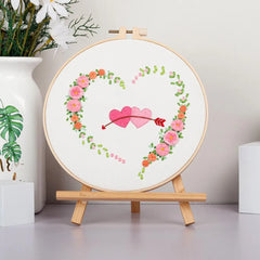 Love Embroidery Kit For Beginner | Modern Crewel Embroidery Kit with Pattern | Floral Embroidery Full Kit with Needlepoint Hoop