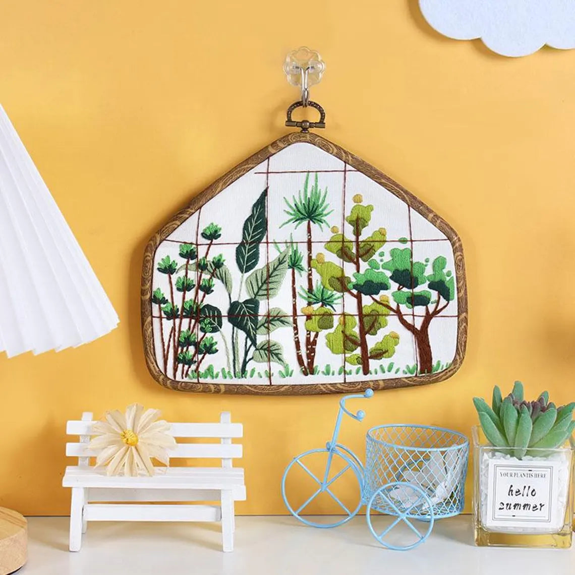Flowers and Landscape Pattern with Classic Frame Embroidery Kit -Beginner Embroidery Kits For Adults