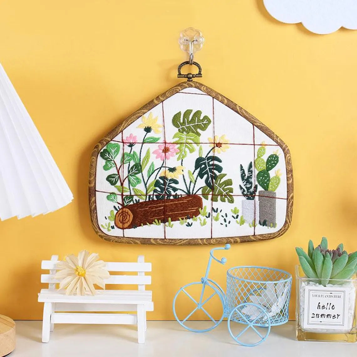 Flowers and Landscape Pattern with Classic Frame Embroidery Kit -Beginner Embroidery Kits For Adults