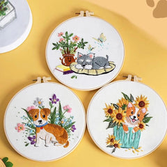 Dog Embroidery Kit For Beginner Modern Embroidery Kit diy kit corgi golden retriever embroidery kit starter DIY craft kit gift for dog lover