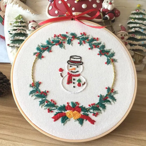 Embroidery Kit for Beginners, DIY Hand Embroidery Full Kit Needlepoint, DIY Craft, Cross Stitch Set, Handmade Christmas Gift