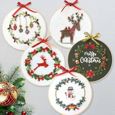 Embroidery Kit for Beginners, DIY Hand Embroidery Full Kit Needlepoint, DIY Craft, Cross Stitch Set, Handmade Christmas Gift