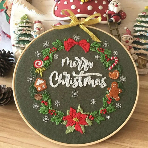 Embroidery Kit for Beginners, DIY Hand Embroidery Full Kit Needlepoint, DIY Craft, Cross Stitch Set, Handmade Christmas Gift